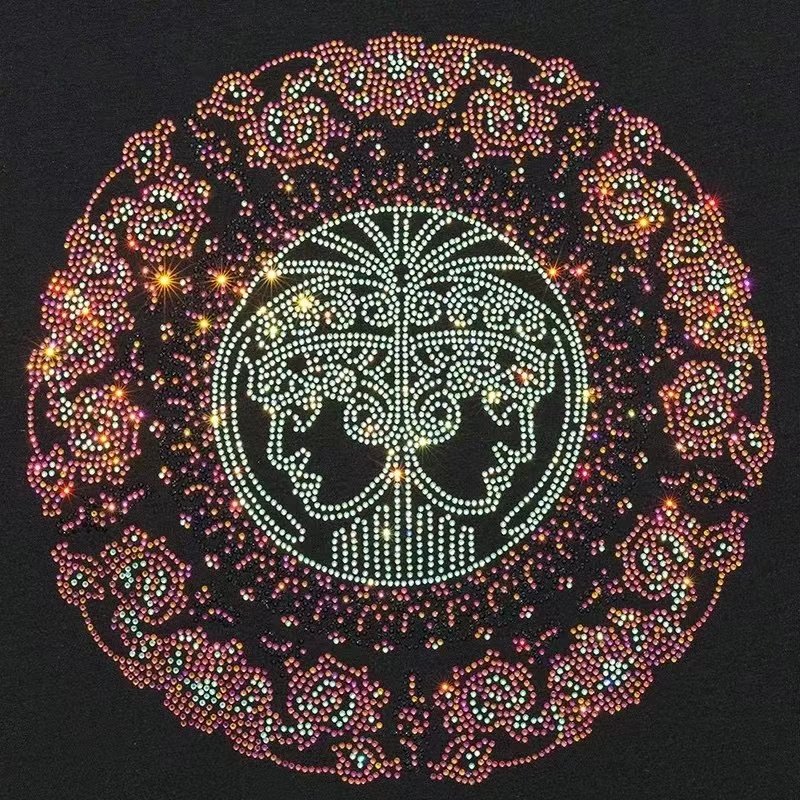 Wholesale Custom High Persistence Heat Transfer Printing Clothing Won't Drop Rhinestone Sticker Sparkling Rhinestone Drills