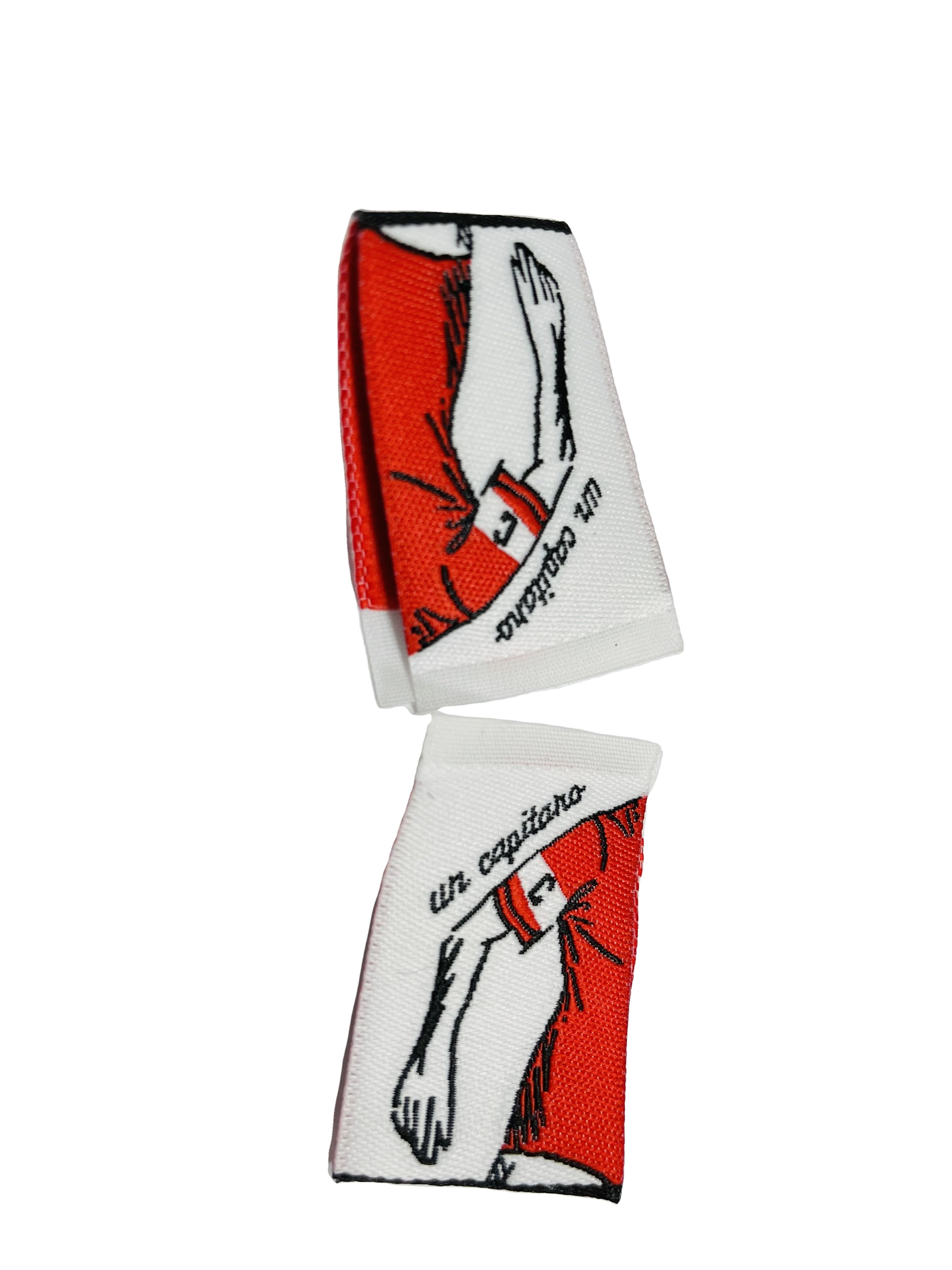 Custom Size Thick Satin Center Fold Cotton Printing Iron On Woven Labels For Clothing