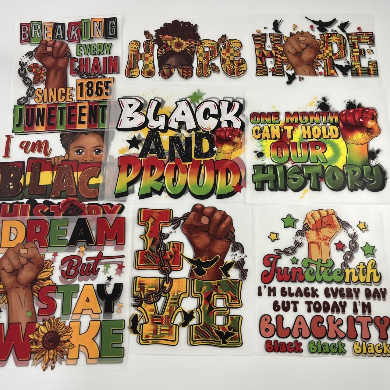 Provider custom logo heat transfer printing juneteenth design heat press transfer diy garment heat transfer stickers for t shirt