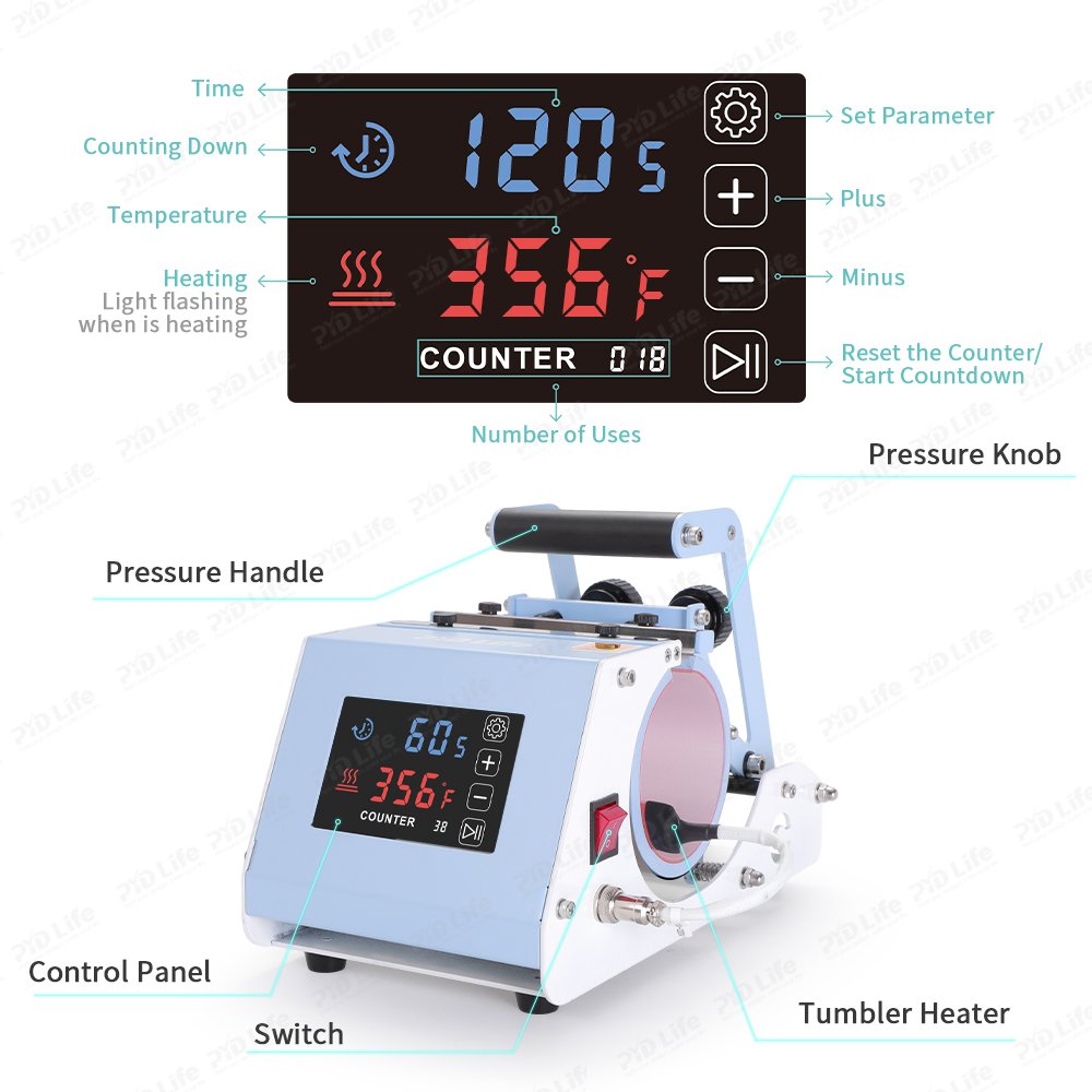 PYD Life 40oz Tumbler Press Machine Sublimation 40 Oz Mug Skinny Heat Press Transfer Printing Machine