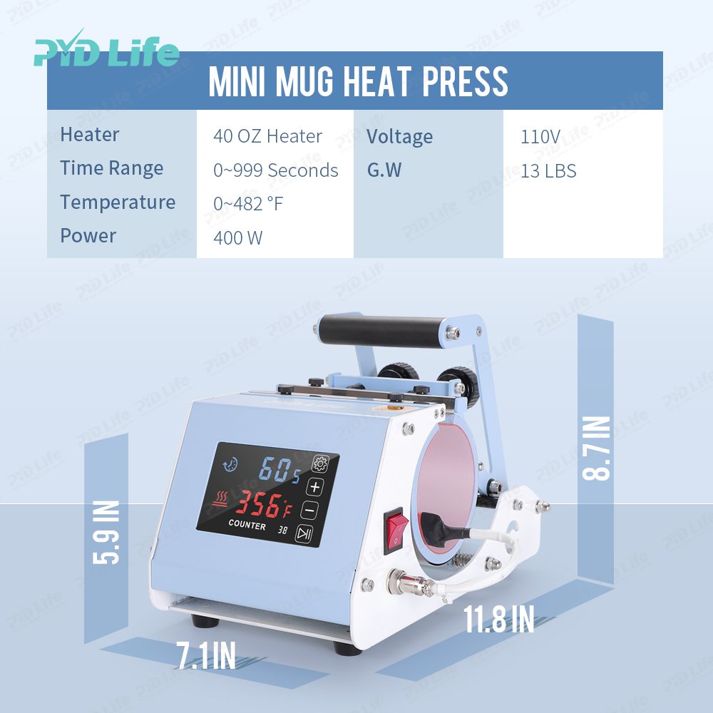PYD Life 40oz Tumbler Press Machine Sublimation 40 Oz Mug Skinny Heat Press Transfer Printing Machine