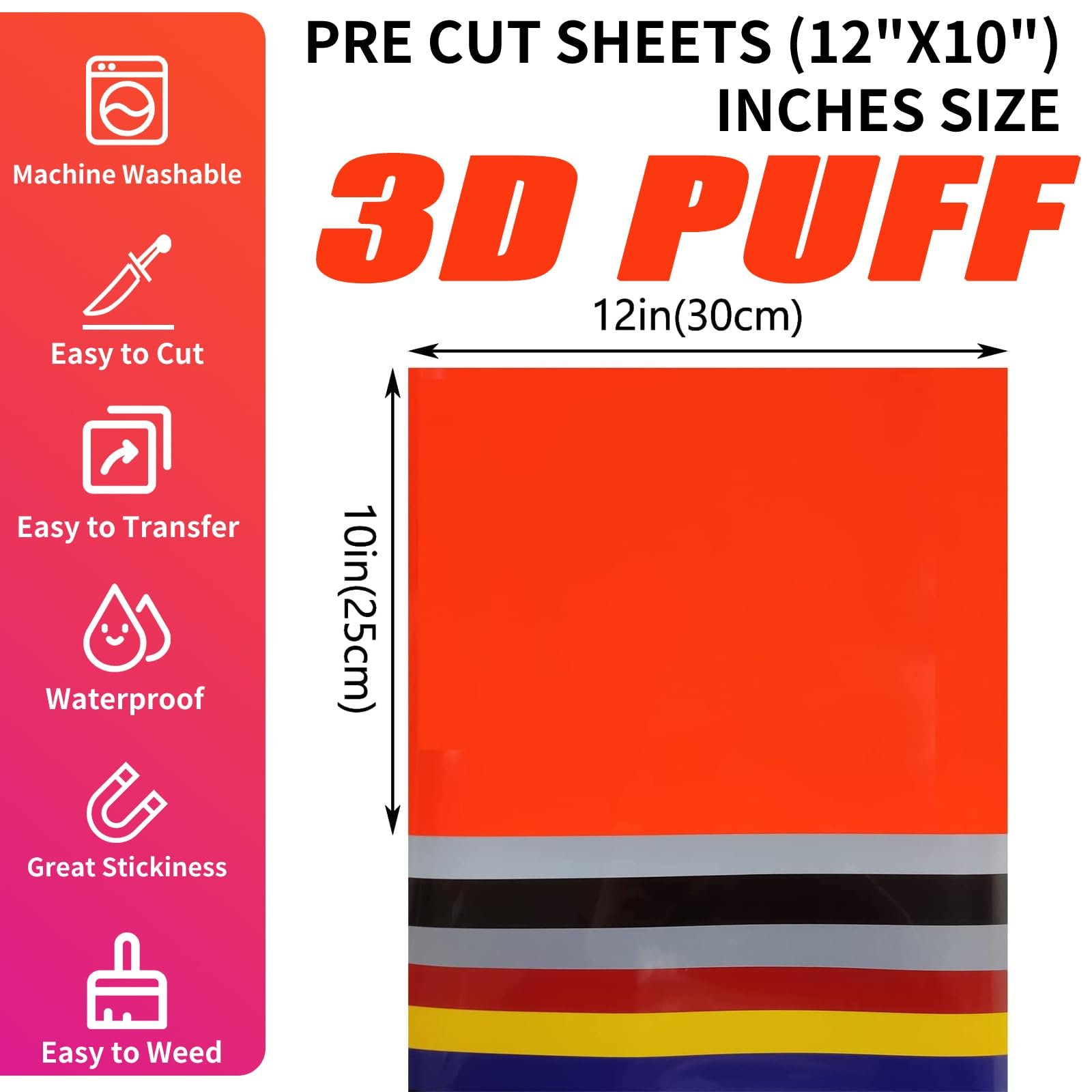 Wholesale Custom Heat Transfer Puff Vinyl 3D Logo Printing Transfers Flock Heat Transfer LOGO For Clothes