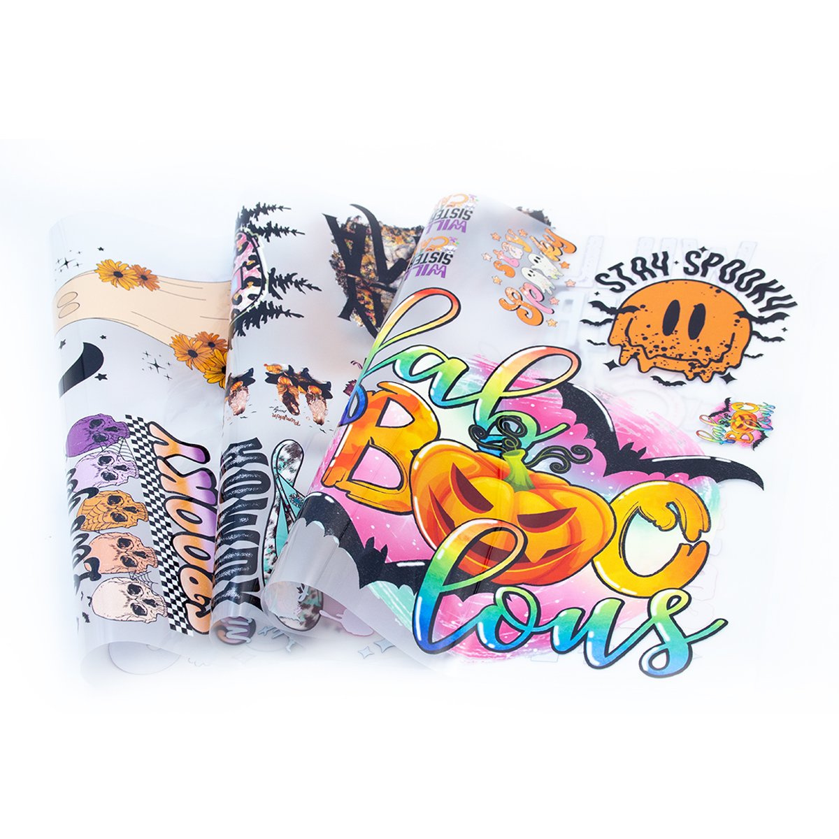 2024 Cute Halloween retro pumpkin design heat transfer vinyl plastisol uv dtf cup wrap transfers for kids t-shirts decoration