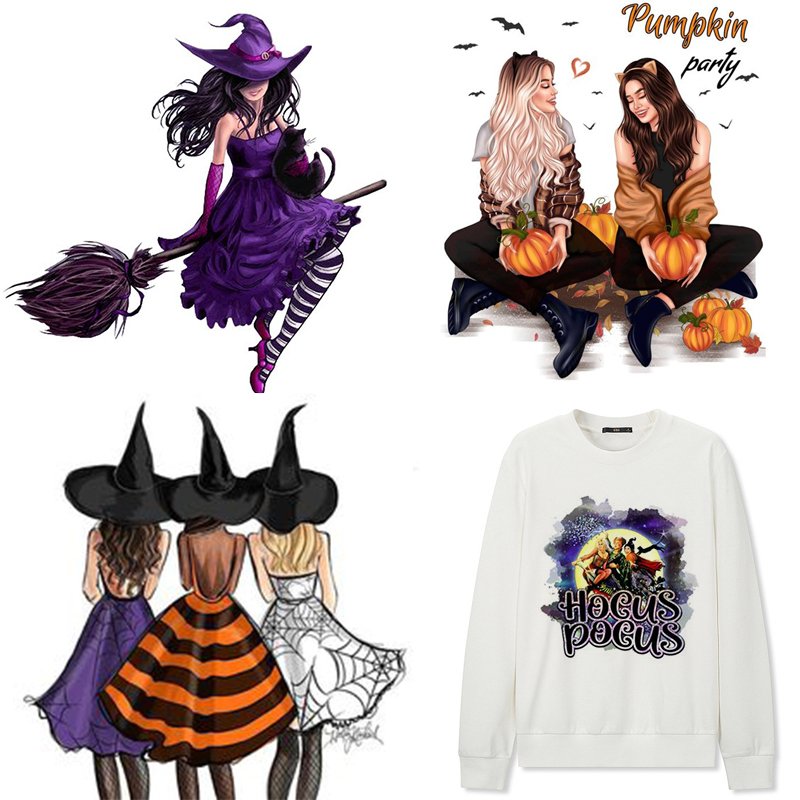 2024 Cute Halloween retro pumpkin design heat transfer vinyl plastisol uv dtf cup wrap transfers for kids t-shirts decoration