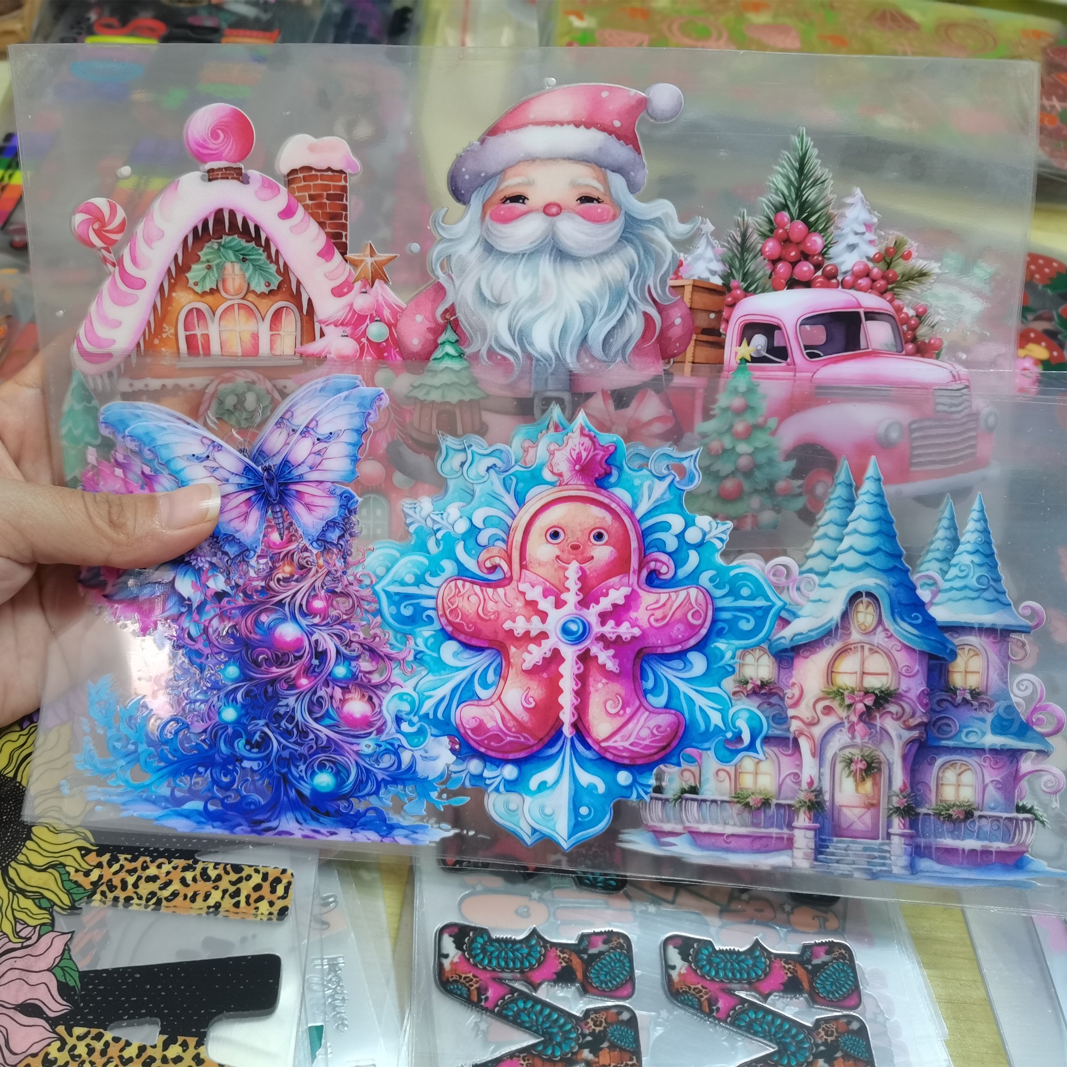 16oz Christmas uvdtf cup wraps custom label waterproof uv dtf cup wrap transfers sticker decals uv dtf printing sticker for cups