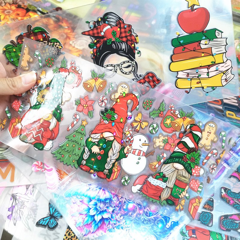 16oz Christmas uvdtf cup wraps custom label waterproof uv dtf cup wrap transfers sticker decals uv dtf printing sticker for cups