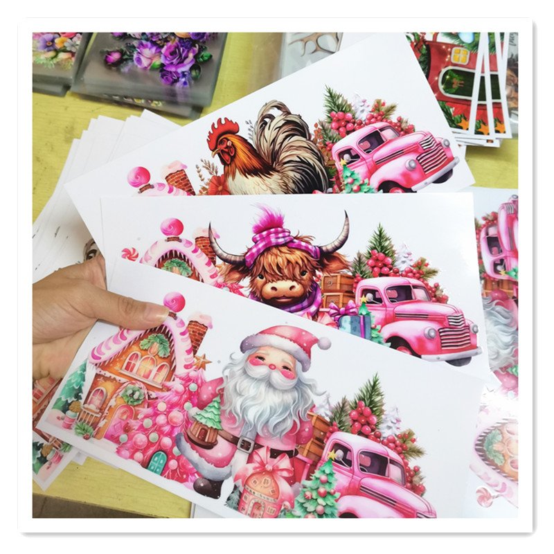 16oz Christmas uvdtf cup wraps custom label waterproof uv dtf cup wrap transfers sticker decals uv dtf printing sticker for cups