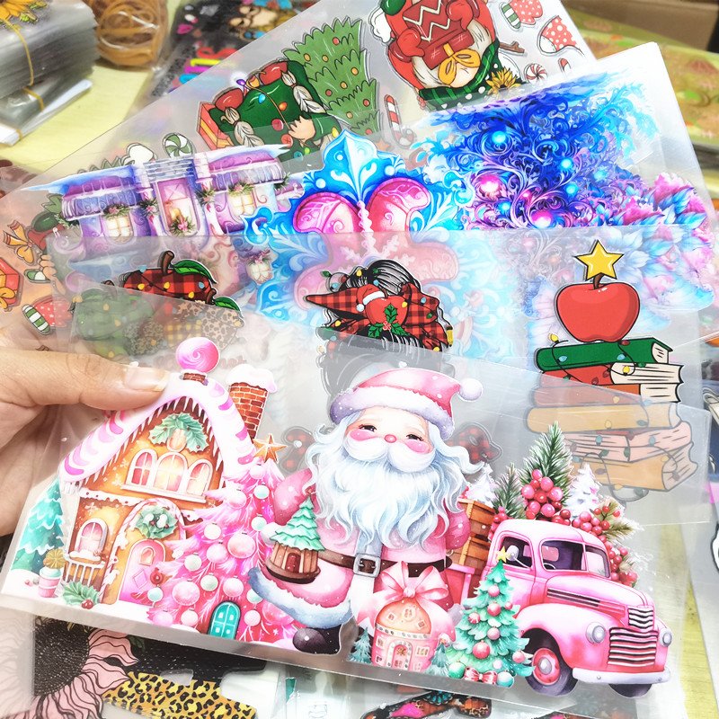 16oz Christmas uvdtf cup wraps custom label waterproof uv dtf cup wrap transfers sticker decals uv dtf printing sticker for cups