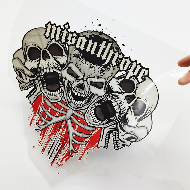 Ready to press skull head design custom t-shirt screen print transfers offset dtf film heat transfer printing for t shirts