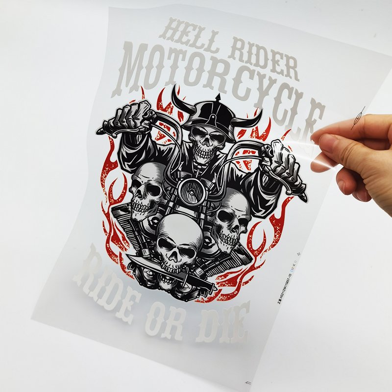 Ready to press skull head design custom t-shirt screen print transfers offset dtf film heat transfer printing for t shirts