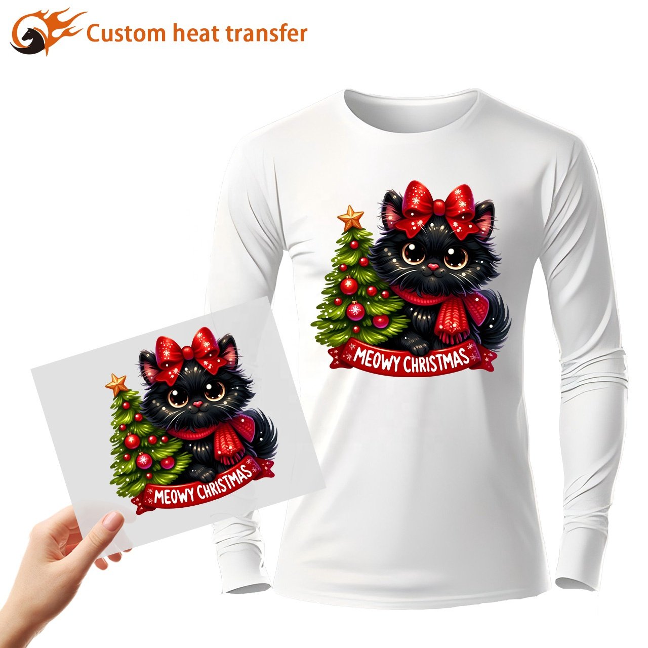 Wholesale custom Christmas cute designs iron vinyl stickers plastisol screen transfer printing dtf heat transfer for t shirts