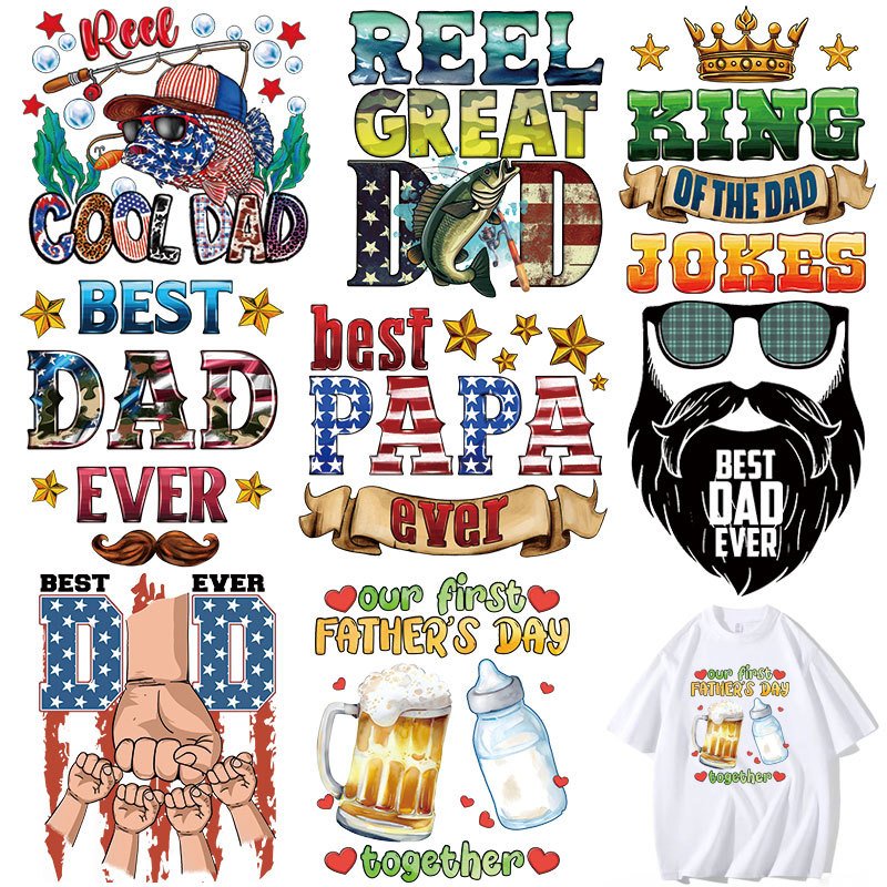 Wholesale Father's Day Heat Transfer Sticker For Clothing pillows DIY T-Shirts dtf powder for t shirt heat transfer printing