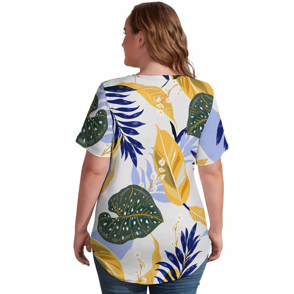 New Design Summer Women Fit Top Tee Super Soft Custom Short Sleeve Oversized Full Print Casual T Shirt V Neck Plus Size T-shirts