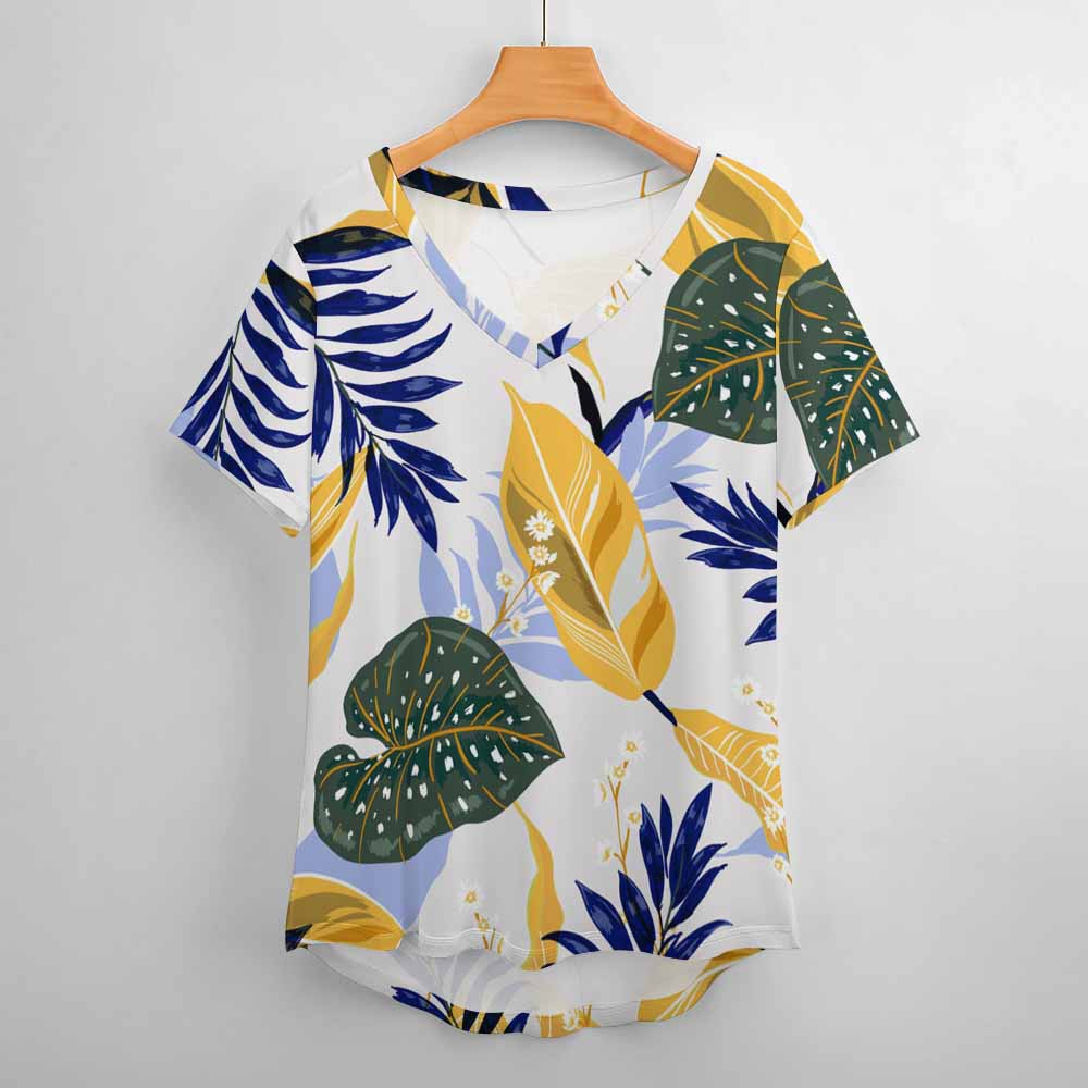 New Design Summer Women Fit Top Tee Super Soft Custom Short Sleeve Oversized Full Print Casual T Shirt V Neck Plus Size T-shirts
