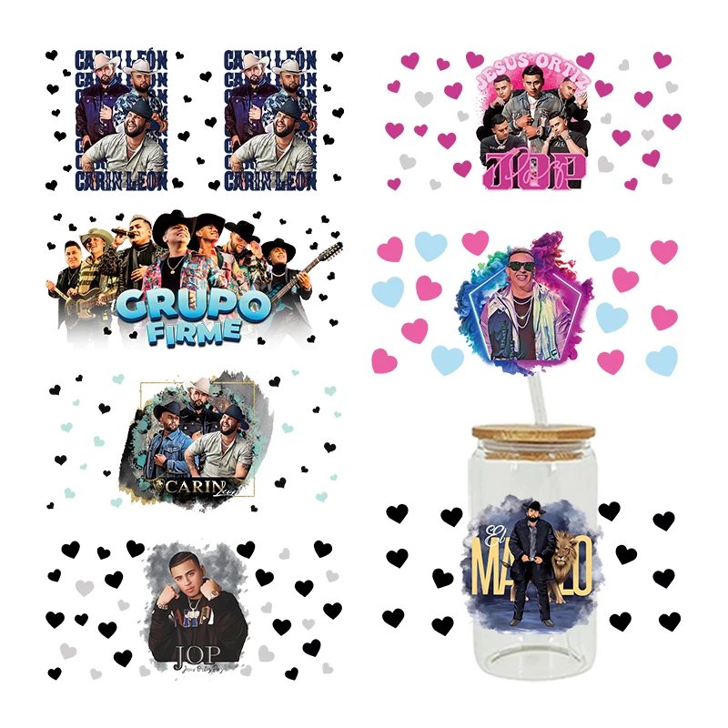 Top sell uv dtf cup wraps mexican rapper singer waterproof sticker custom high quality uvdtf transfers print for cups pens