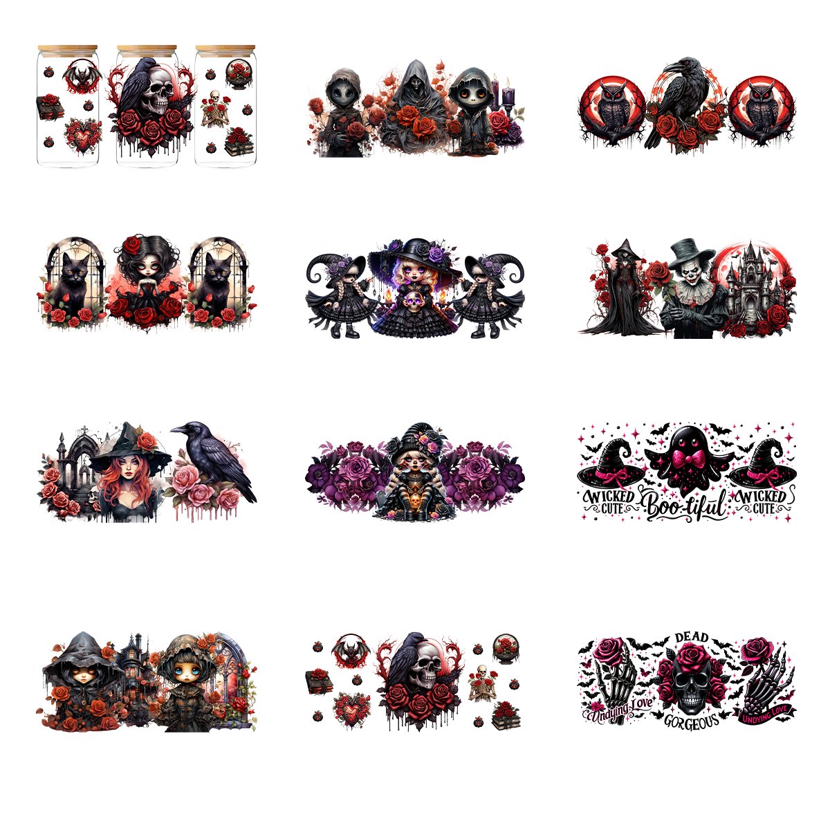 Factory Wholesale custom logo decals dtf transfer printing uv 16oz for cup uv dtf cup wraps halloween