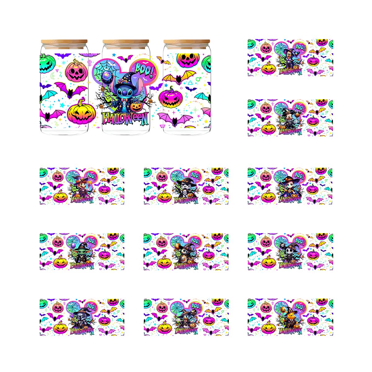 Factory Wholesale custom logo decals dtf transfer printing uv 16oz for cup uv dtf cup wraps halloween