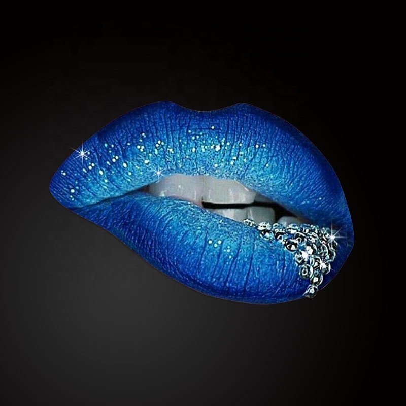 Wholesale Sexy Blue Lip With Digital Printed Pattern Heat Transfer