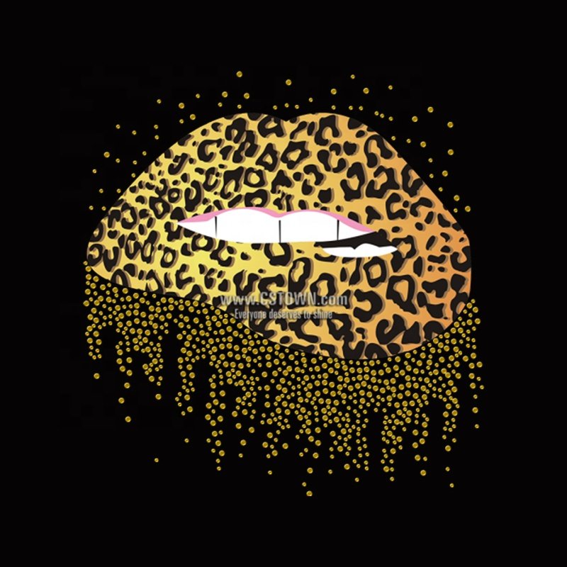 Wholesale Sexy Blue Lip With Digital Printed Pattern Heat Transfer