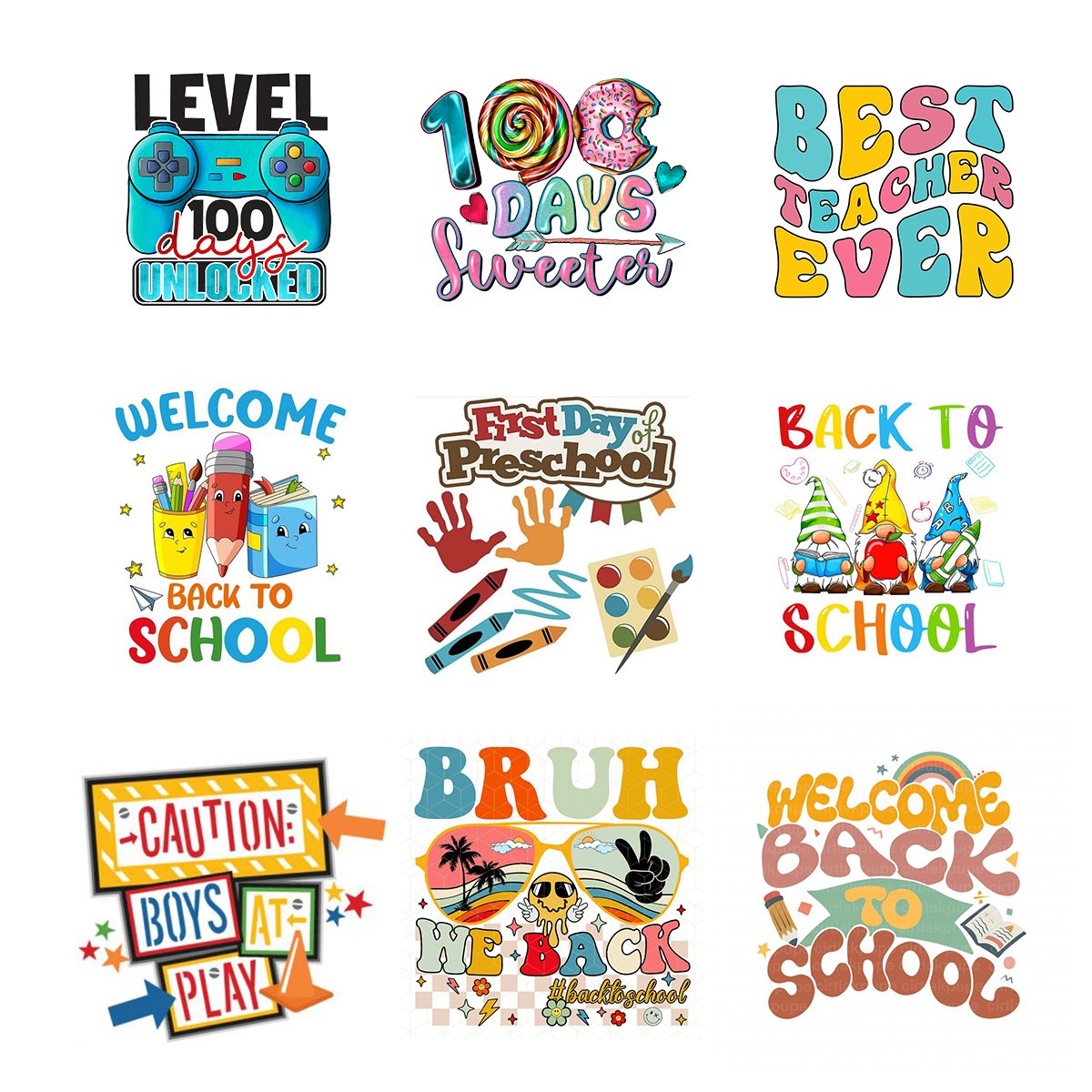 screen print heat transfers DTF Transfers back to school day Teacher's day custom screen print iron on printable for clothes