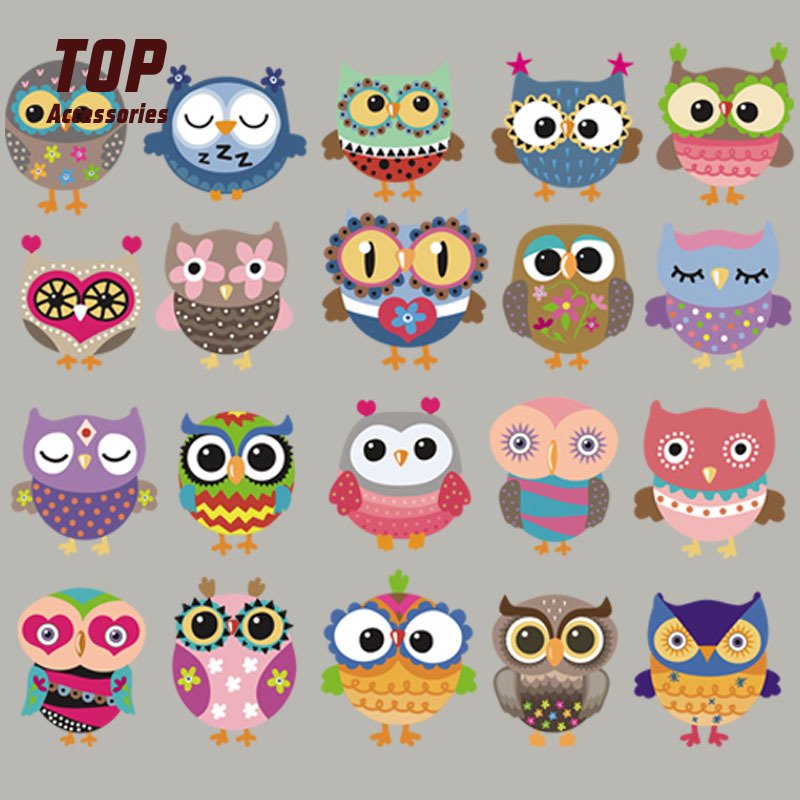 Custom Animal Heat Transfers T-Shirts with Owl Design Washable Iron Hot Sticker Custom Low MOQ Clothing Labels for Children