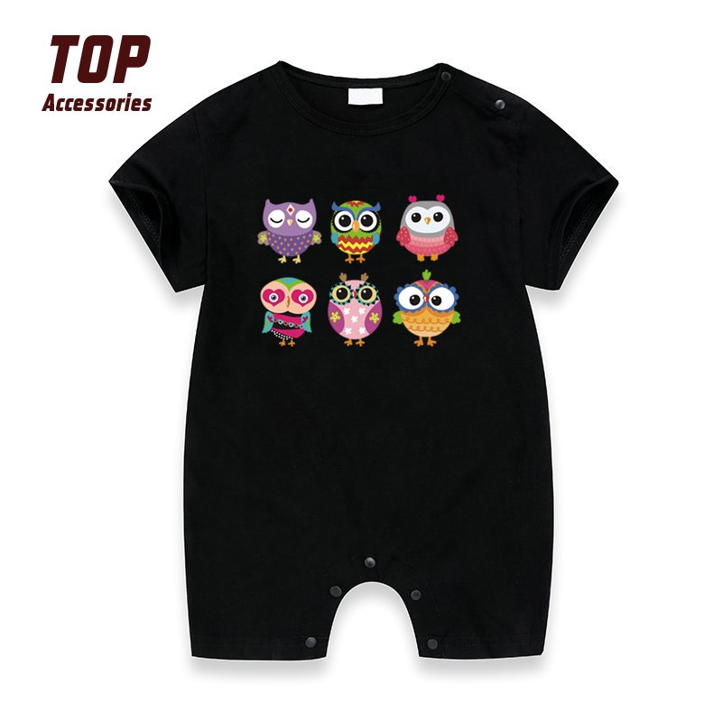 Custom Animal Heat Transfers T-Shirts with Owl Design Washable Iron Hot Sticker Custom Low MOQ Clothing Labels for Children