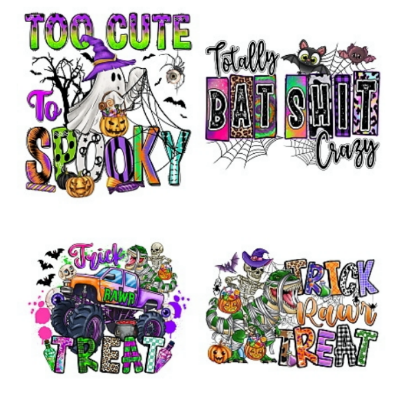 2024 Halloween Spooky Boo Horror Designs DTF Heat Transfers Full Color Offset Clear Film Screen Print Transfers or Shirts