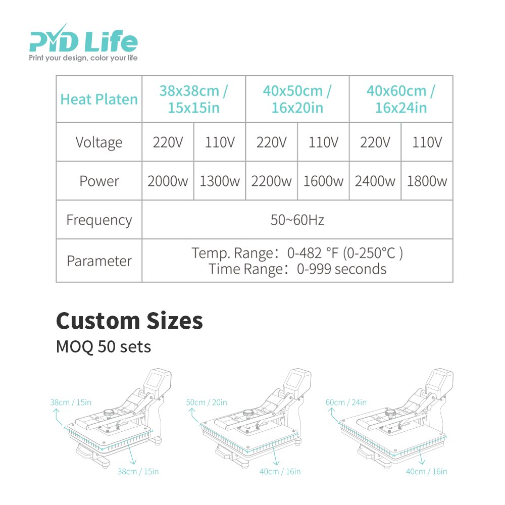 PYD Life Custom Color Logo Size Drawer Large Flatbed Format T Shirt Automatic Sublimation Flat Printing Heat Press Machine