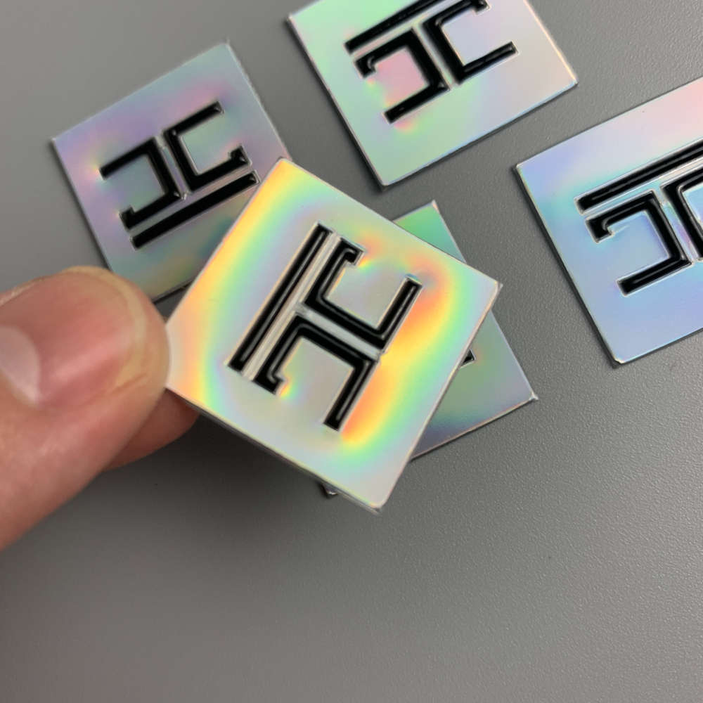 Custom Iridescent rainbow colored holographic effect hologram metallic TPU Heat Transfer 3D Printed Sports iron on Patches