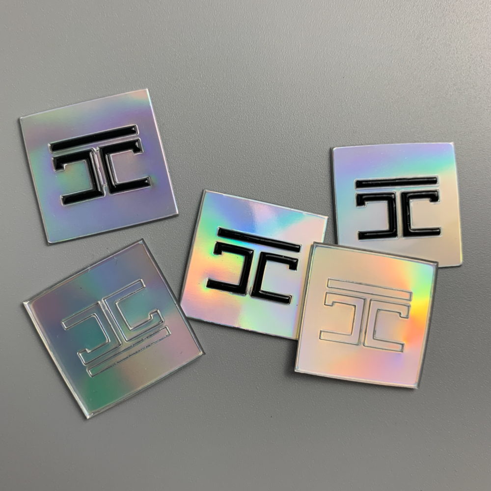 Custom Iridescent rainbow colored holographic effect hologram metallic TPU Heat Transfer 3D Printed Sports iron on Patches