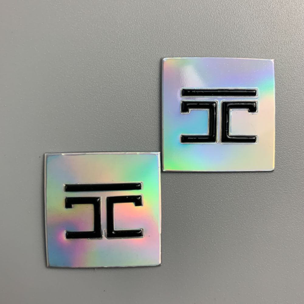 Custom Iridescent rainbow colored holographic effect hologram metallic TPU Heat Transfer 3D Printed Sports iron on Patches