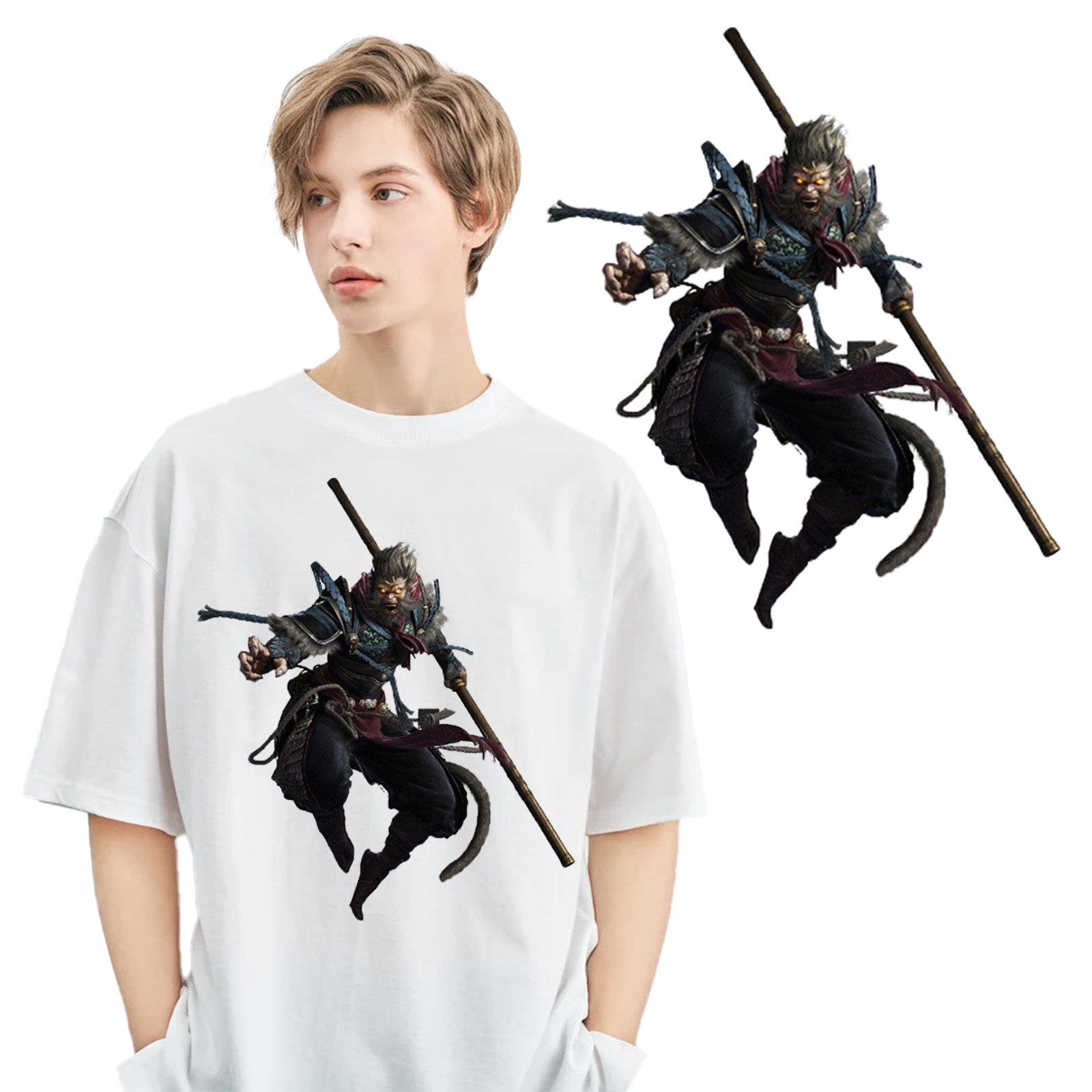 Black Myth Goku Transfer Printing Ready To Press Heat Transfer For Custom Screen Printing Design T-shirt Hoodie Dtf Stickers