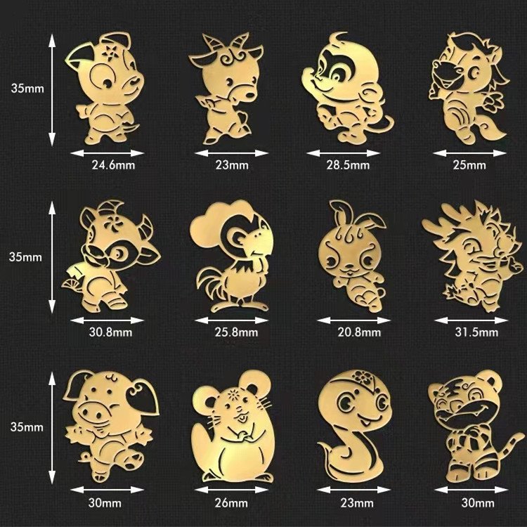 Wholesale 12 Chinese Zodiac Creative Metal Phone Stickers Cars Computers Home Decorations-Dragon Bull Transfer Printing Design