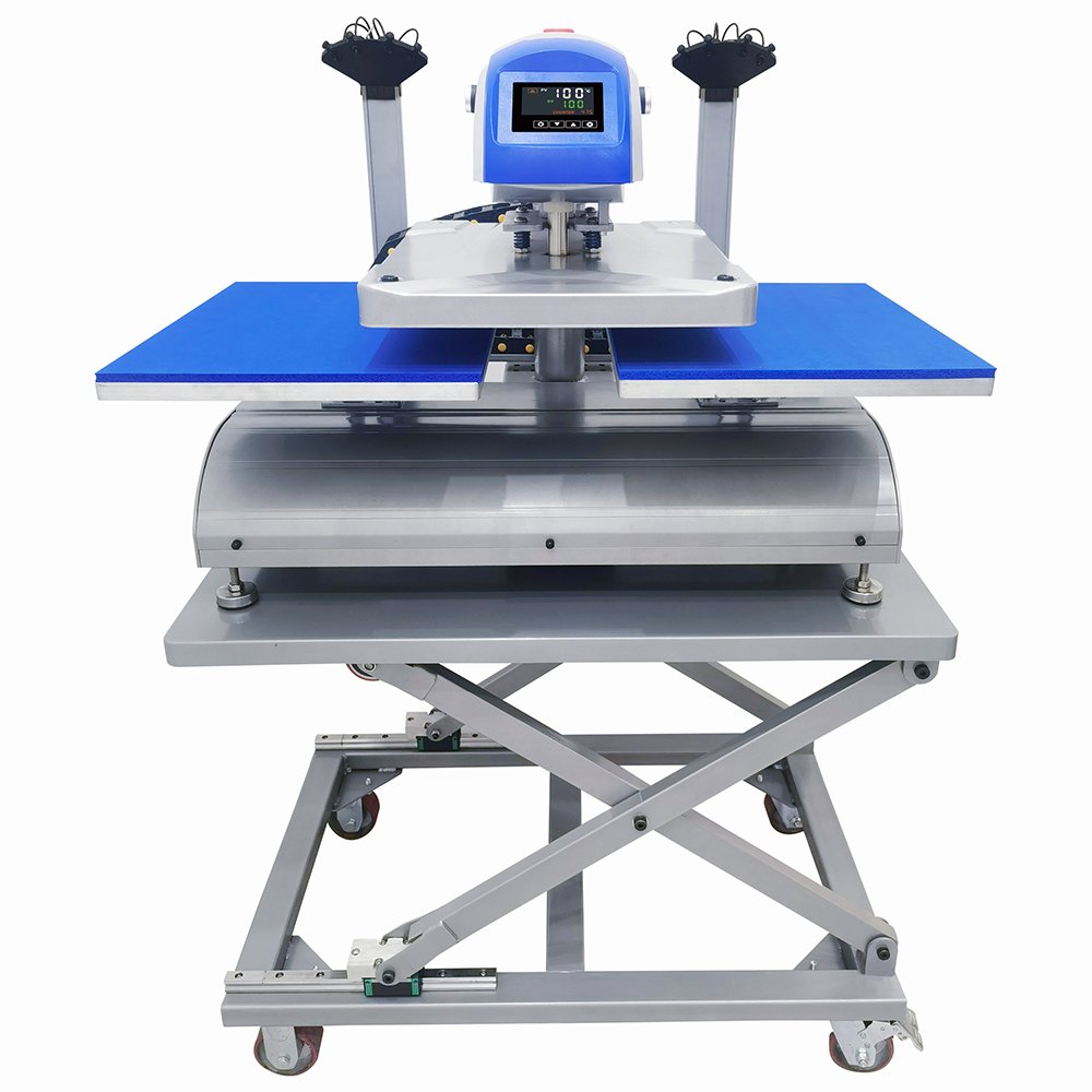 Full Electric Automatic Heat Press Machine 16x20 Double Side Station Heat Transfer Press Machine With Laser Alignment for DTG