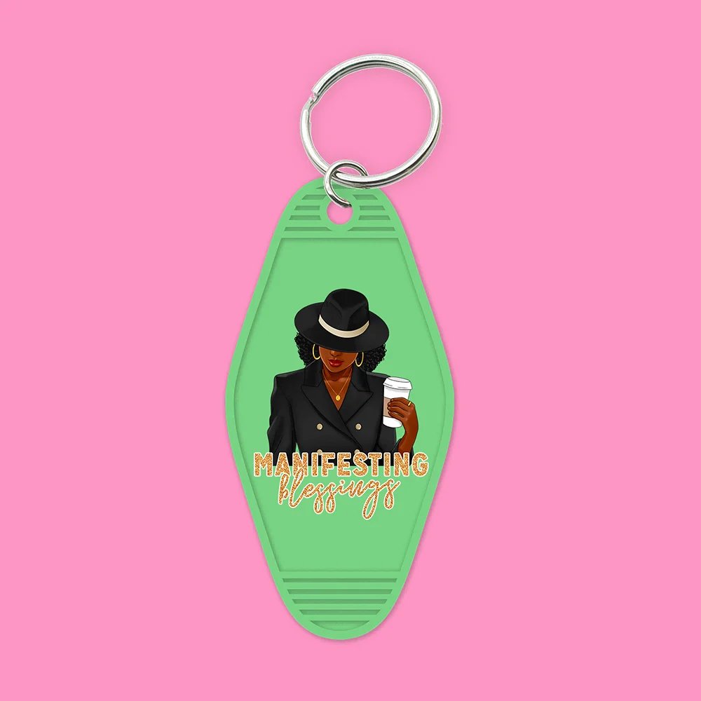 Hustle Black Girl High Quality WaterProof UV DTF Sticker For Motel Hotel Keychain Afro Girl Coffee