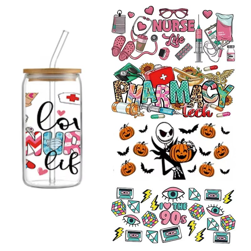 UV DTF Cup Wrap 16Oz Custom-Size Washable Water Transfer Printed Tumblers Heat Transfer Printing Technique Model DTF Transfer