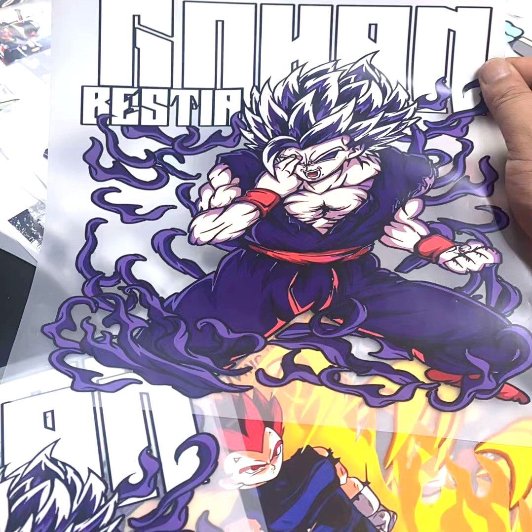 Factory custom cartoon sticker transfer screen printing DTF transfer design T-shirt