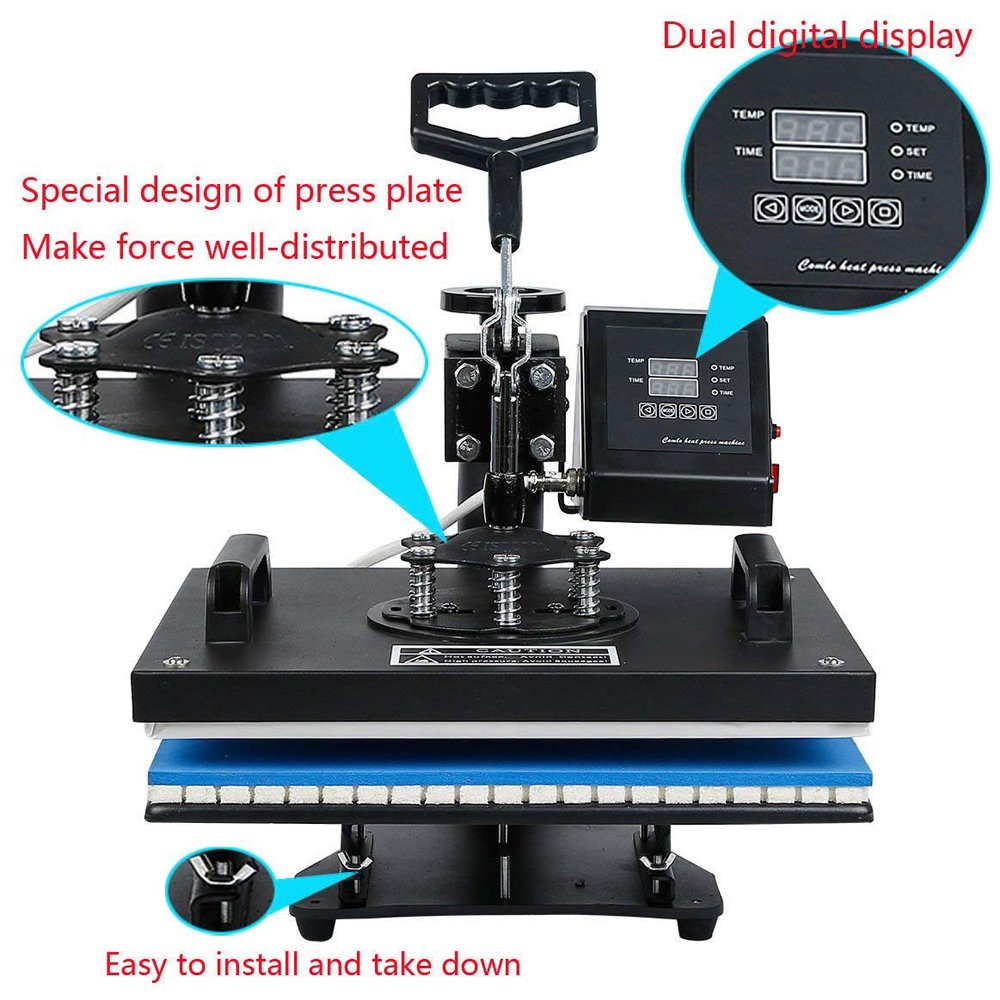 Double Display Advanced New 8 In 1 Combo Heat Transfer Machine Sublimation Heat Press Machine For Mug/Hat/Tshirt/Slate Rock/MDF