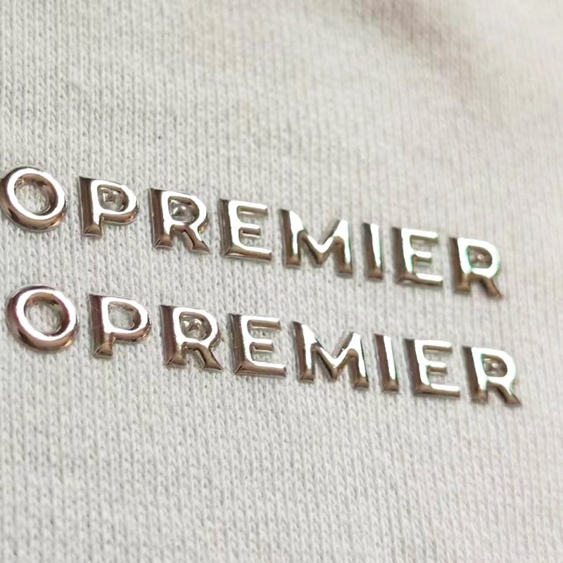 Custom TPU heat transfer label 3D Metal Coining Embossed sticker environmentally friendly durable clothing accessories