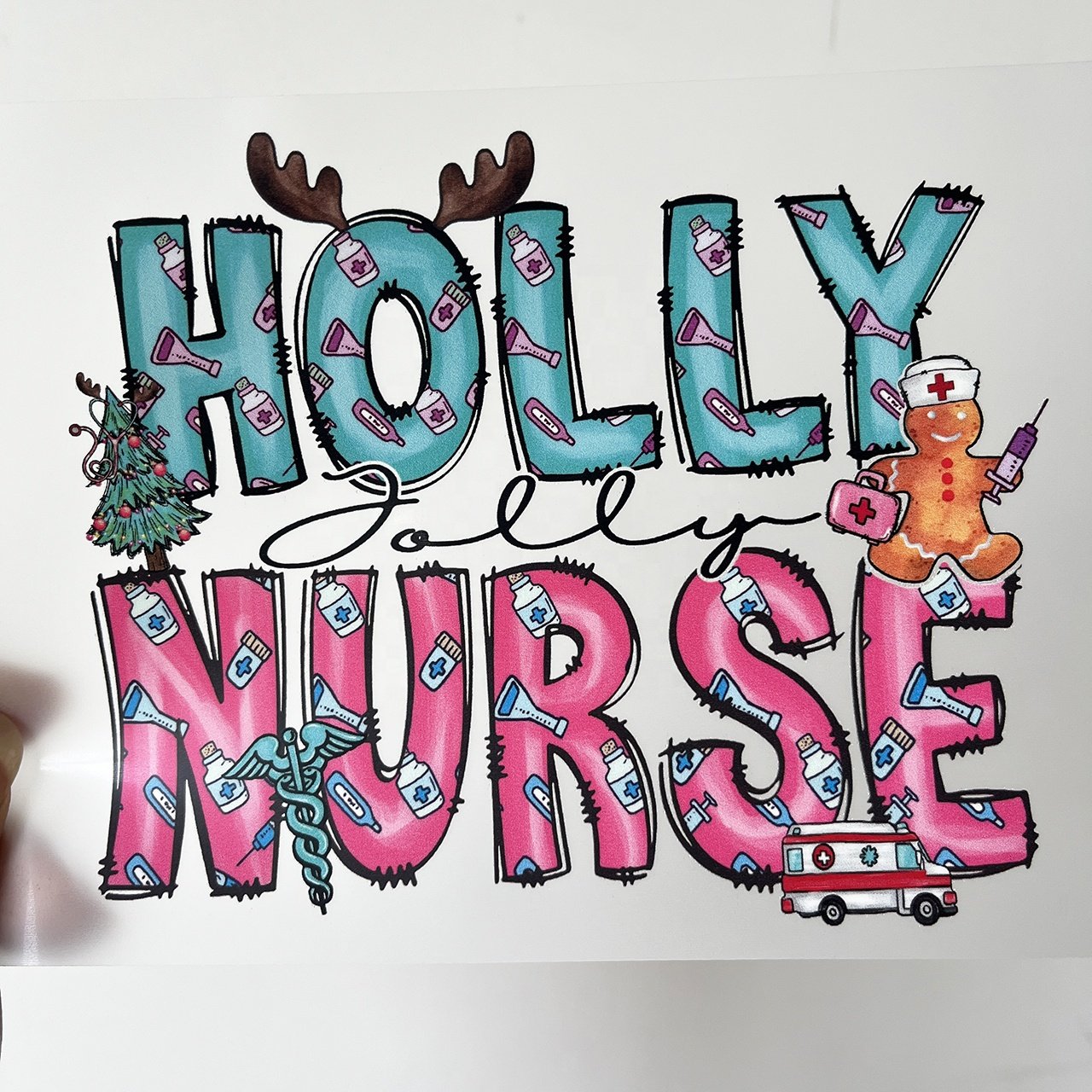 Factory wholesale plastisol customized Christmas heat press sticker transfer printing vinyl custom DTF heat transfer for t-shirt