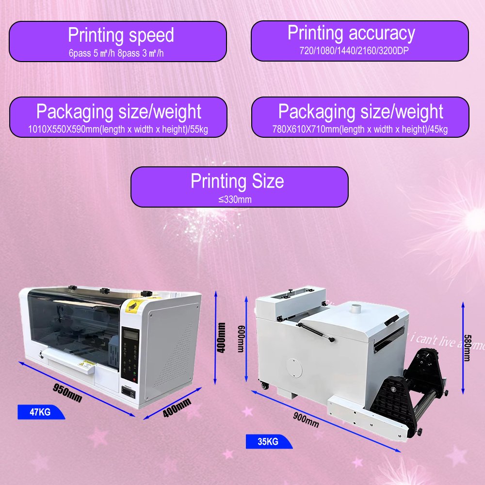 small A3 30cm automatic direct to Transfer Pet film impresora t shirt textile A3+ 33cm Dual XP600 dtf Inkjet printer for T-shirt