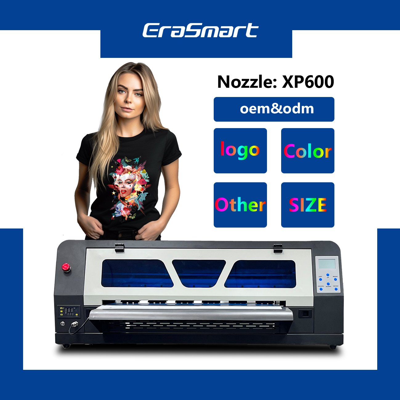 Erasmart Puff Screen Wholesale Customized High Quality XP600 Dtf Printer Heat Transfer Custom Screen Printing Machine