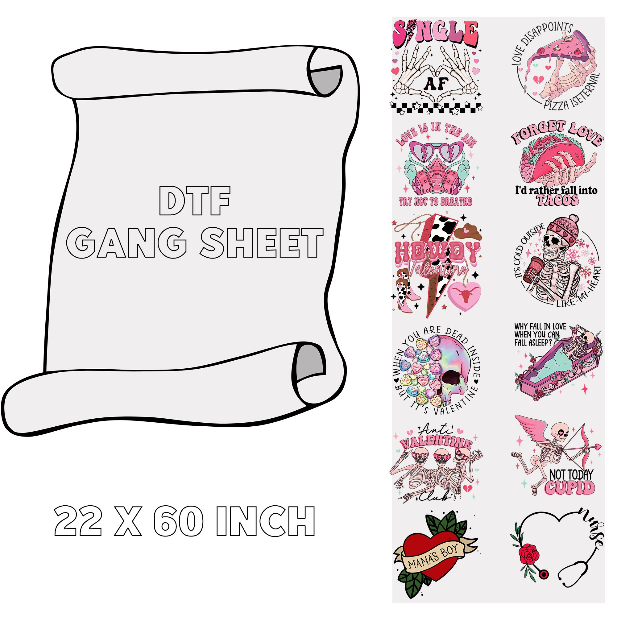 valentine s day designs plastisol clear film screen print transfers custom dtf transfers print gang sheet for t shirts