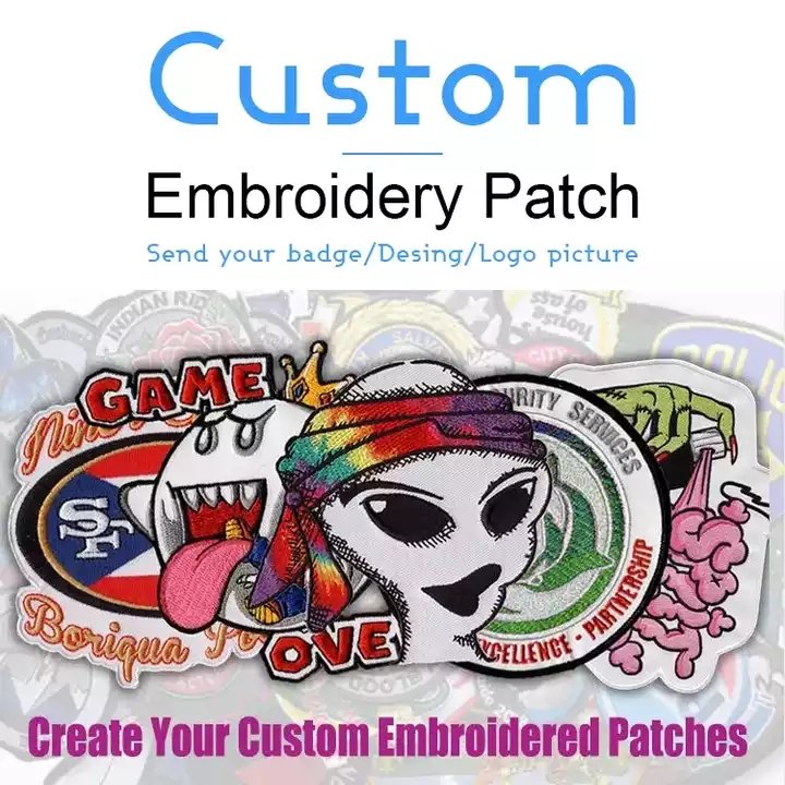 Custom made chenille embroidery patch brand logo shoes, hats, bags, heat transfer printing silicone patch clothing accessories