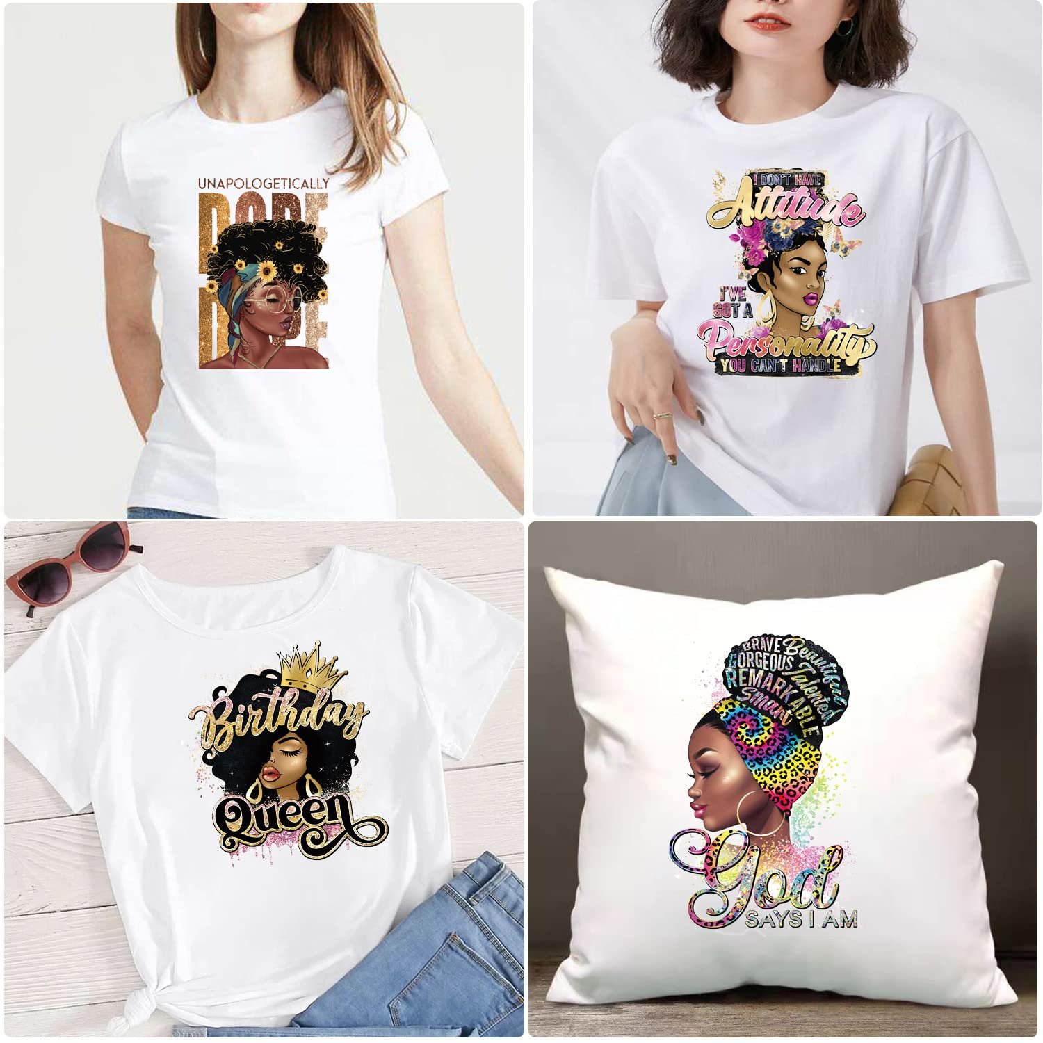 Custom Design Vinyl or Glitter Heat Press Transfer Printing for Clothes
