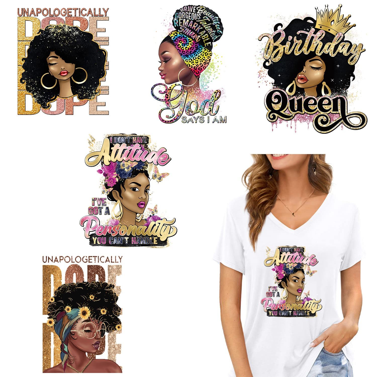 Custom Design Vinyl or Glitter Heat Press Transfer Printing for Clothes