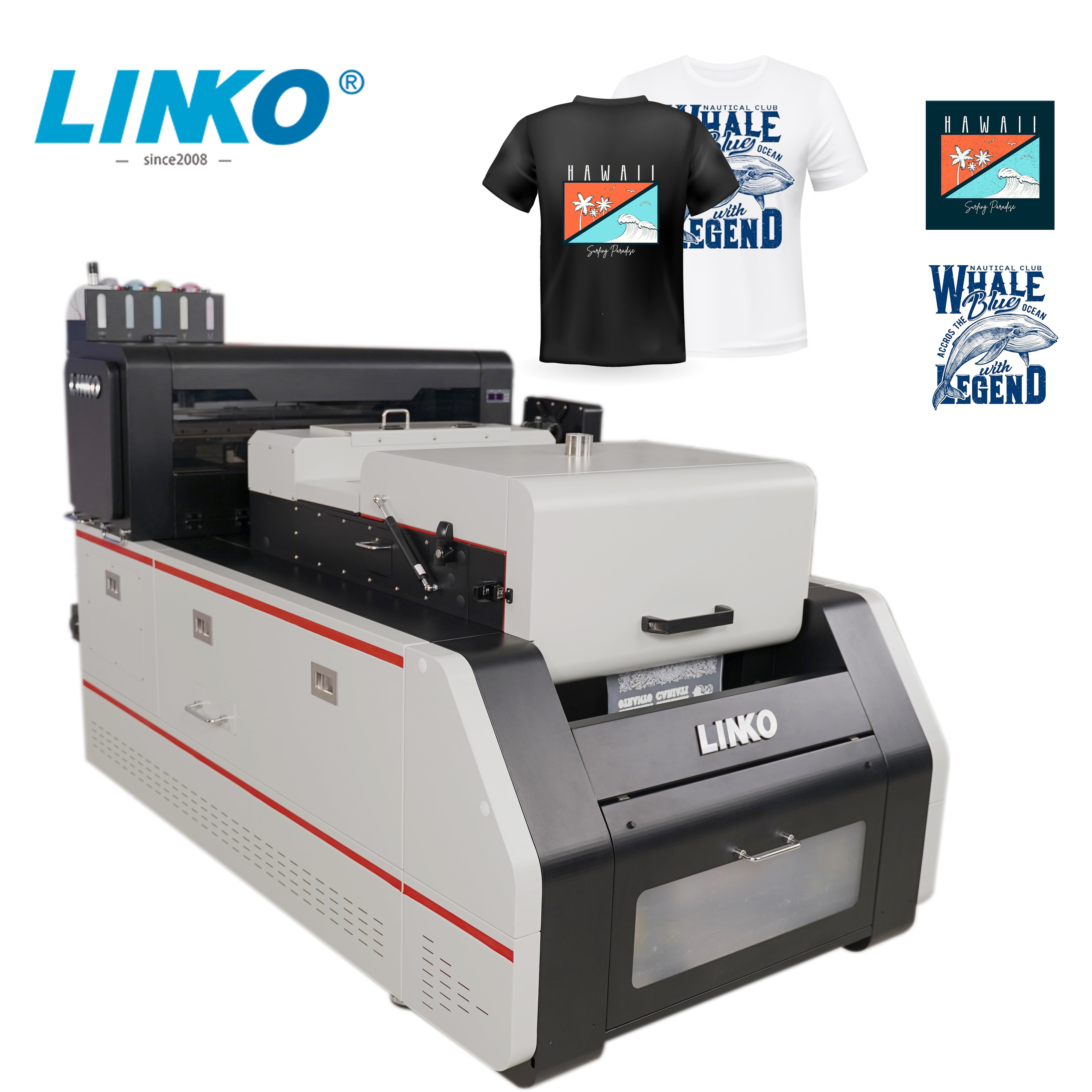 LINKO dtf Printer Shake Powder All In One Dual Head 13200 Dtf A3 30cm i3200 Garment Printer T-Shirt Printing Machine