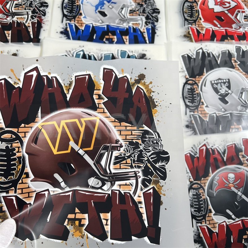 NFL Helmet Design New Custom DTF Transfers Printing Screen Heat Transfer vinyl Heat Iron on Stickers For Tshirts