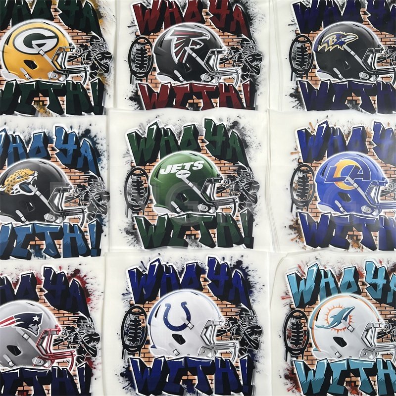 NFL Helmet Design New Custom DTF Transfers Printing Screen Heat Transfer vinyl Heat Iron on Stickers For Tshirts