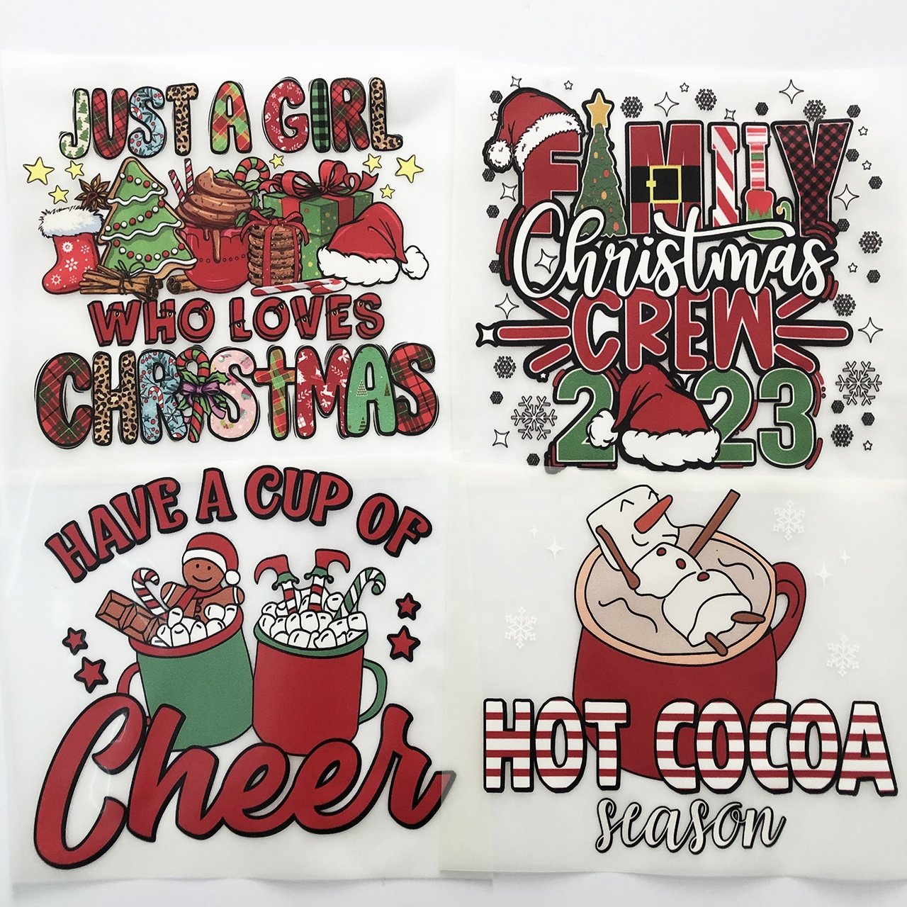 Wholesale Christmas dtf transfer printing waterproof vinyl stickers custom logo screen transfers for t shirt